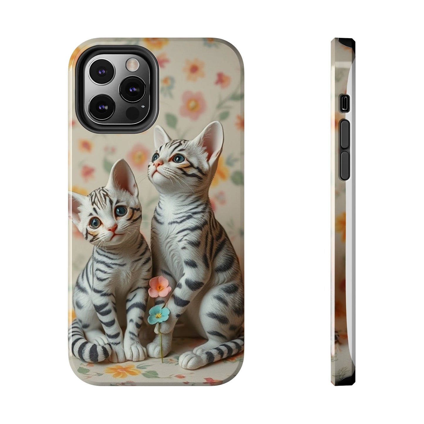 Kittens-n-Flowers Impact-Resistant Phone Case