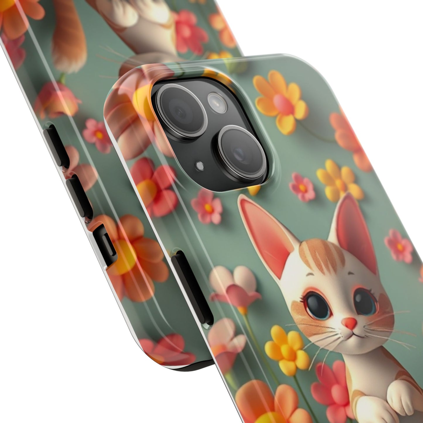 Kittens-n-Flowers Impact-Resistant Phone Case