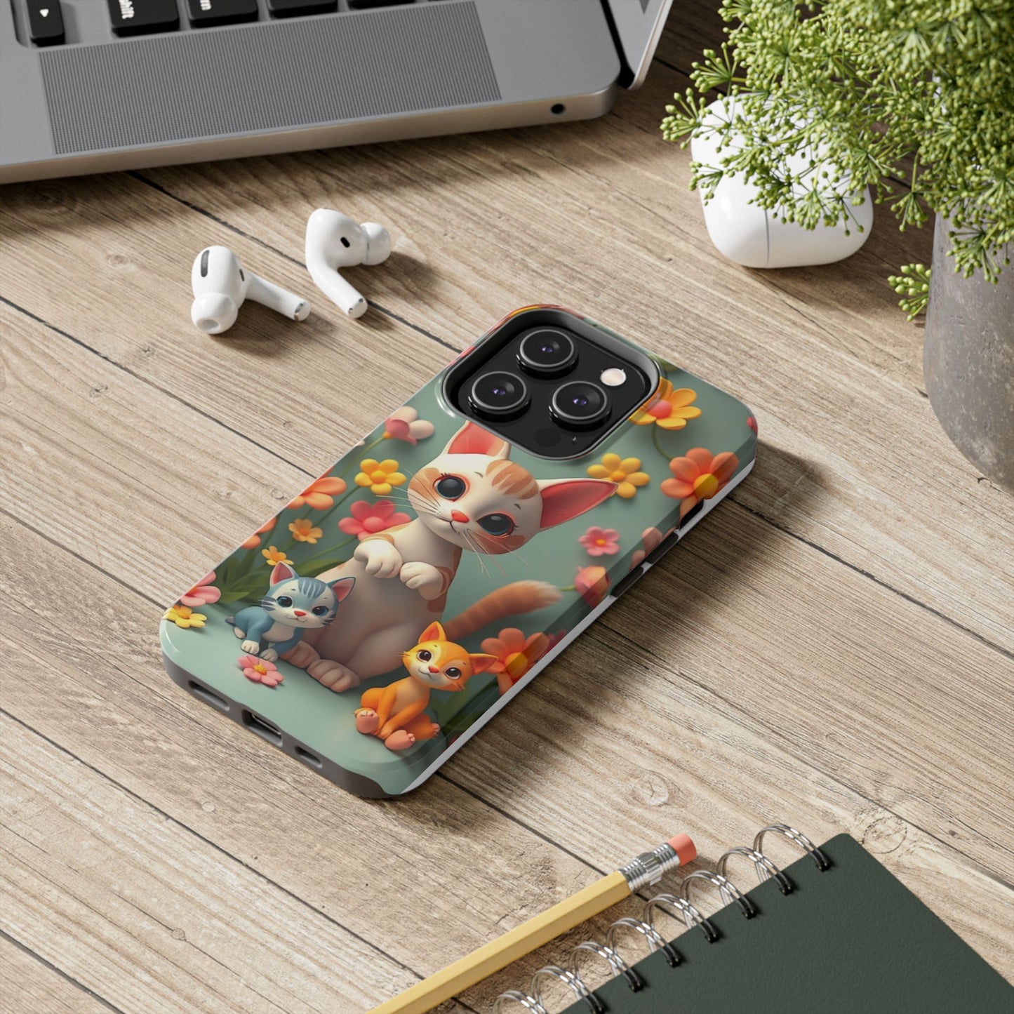 Kittens-n-Flowers Impact-Resistant Phone Case