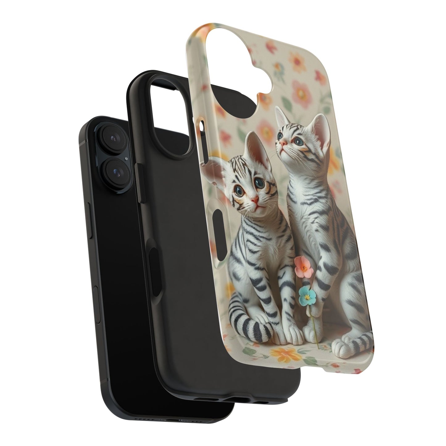 Kittens-n-Flowers Impact-Resistant Phone Case