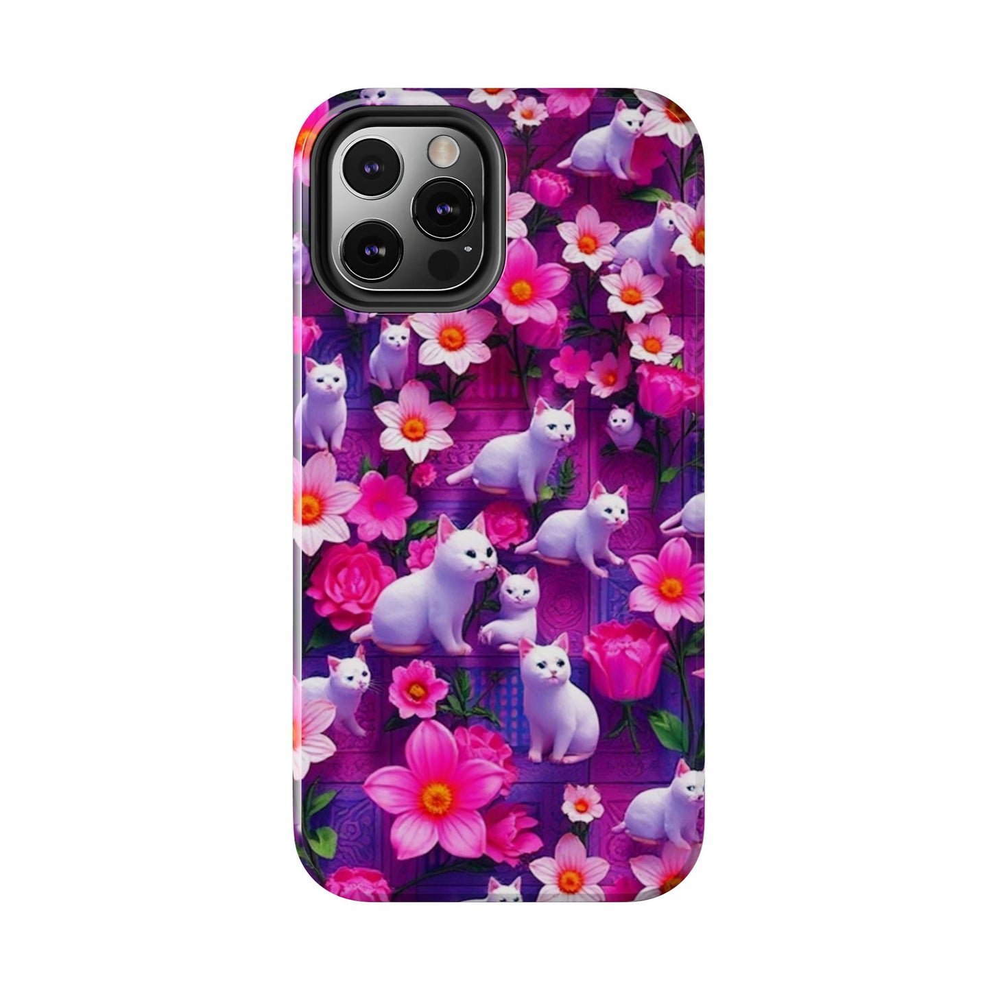 Kittens-n-Flowers Impact-Resistant Phone Case