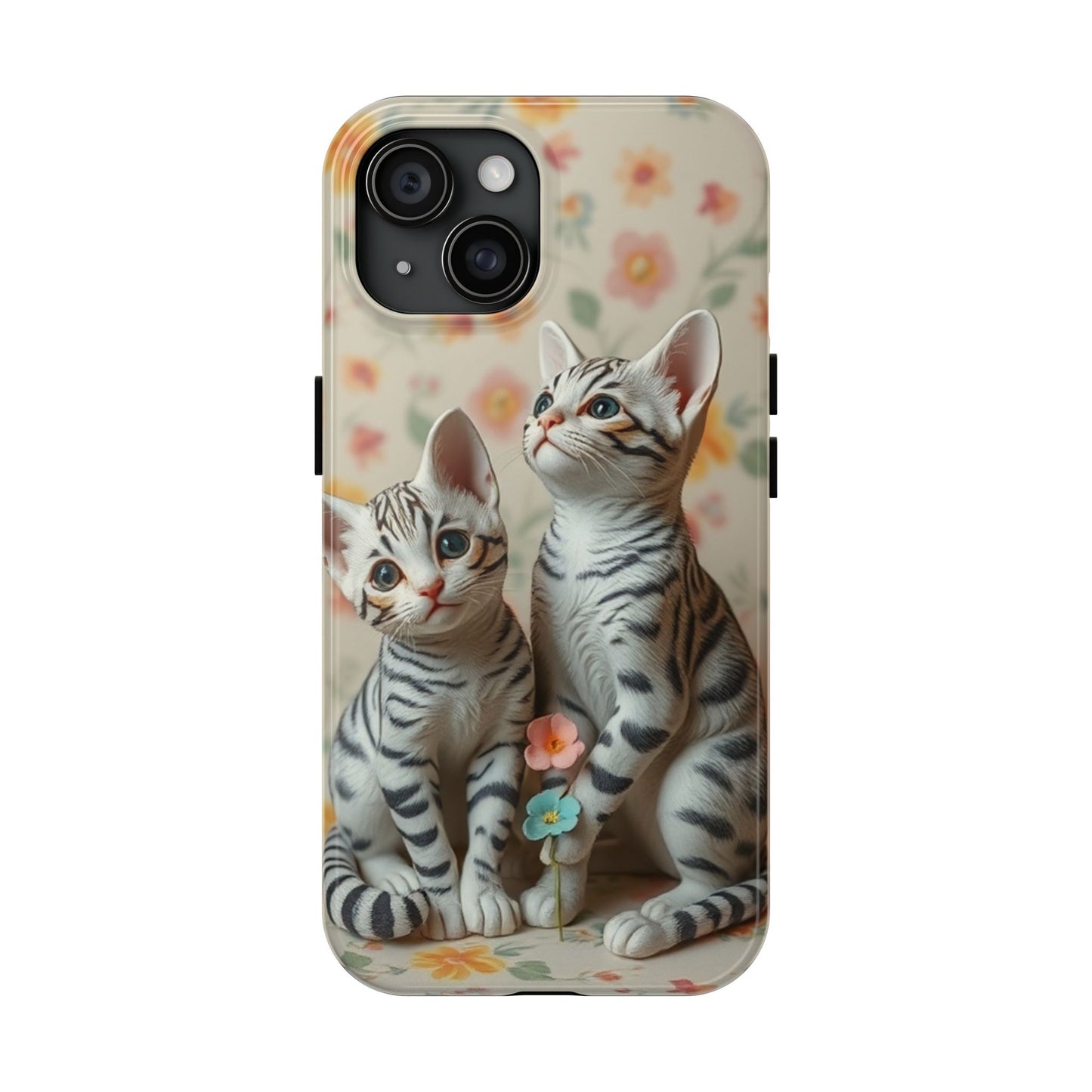 Kittens-n-Flowers Impact-Resistant Phone Case