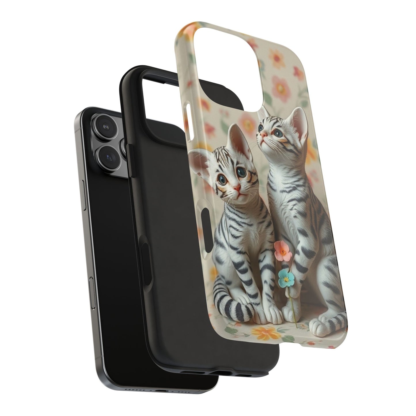 Kittens-n-Flowers Impact-Resistant Phone Case