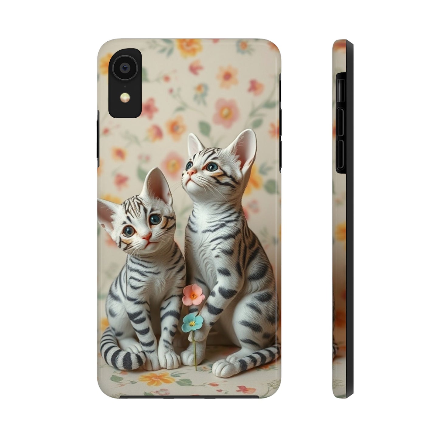 Kittens-n-Flowers Impact-Resistant Phone Case