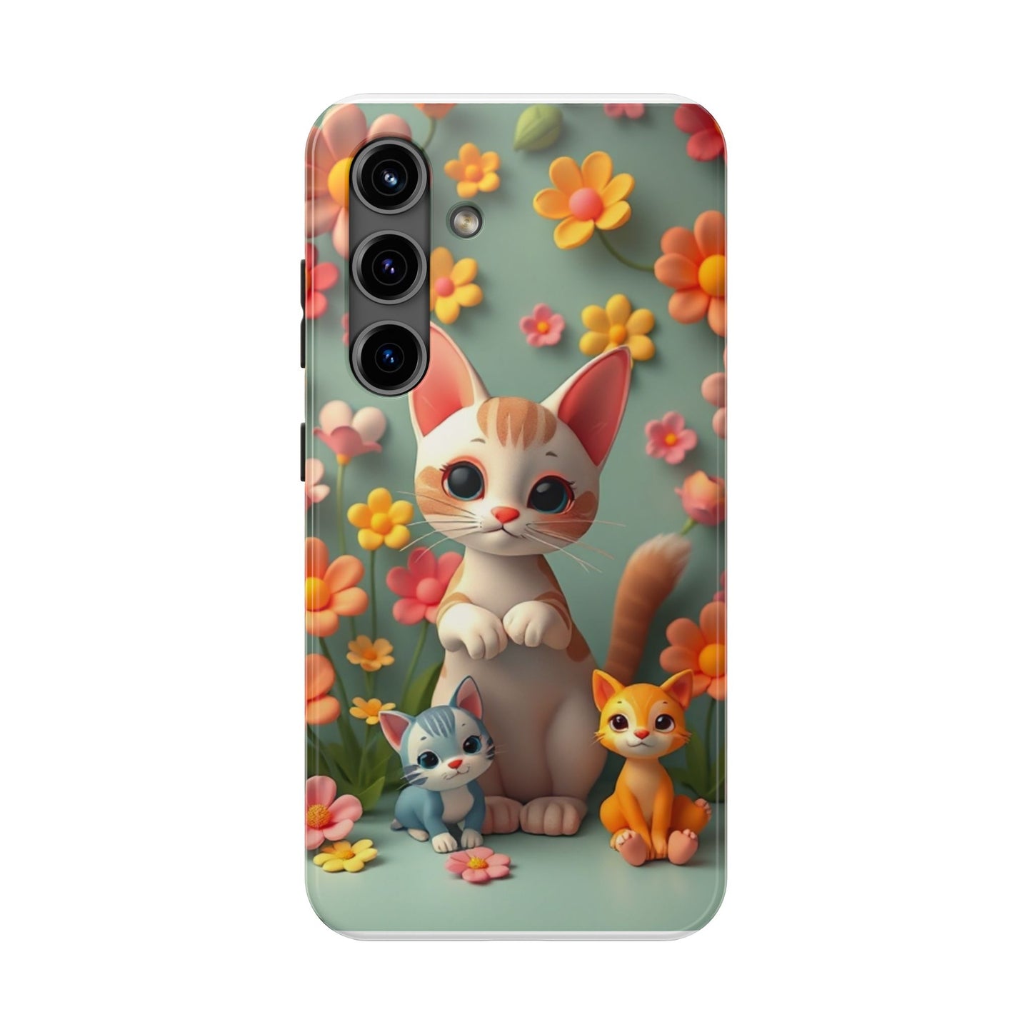 Kittens-n-Flowers Impact-Resistant Phone Case