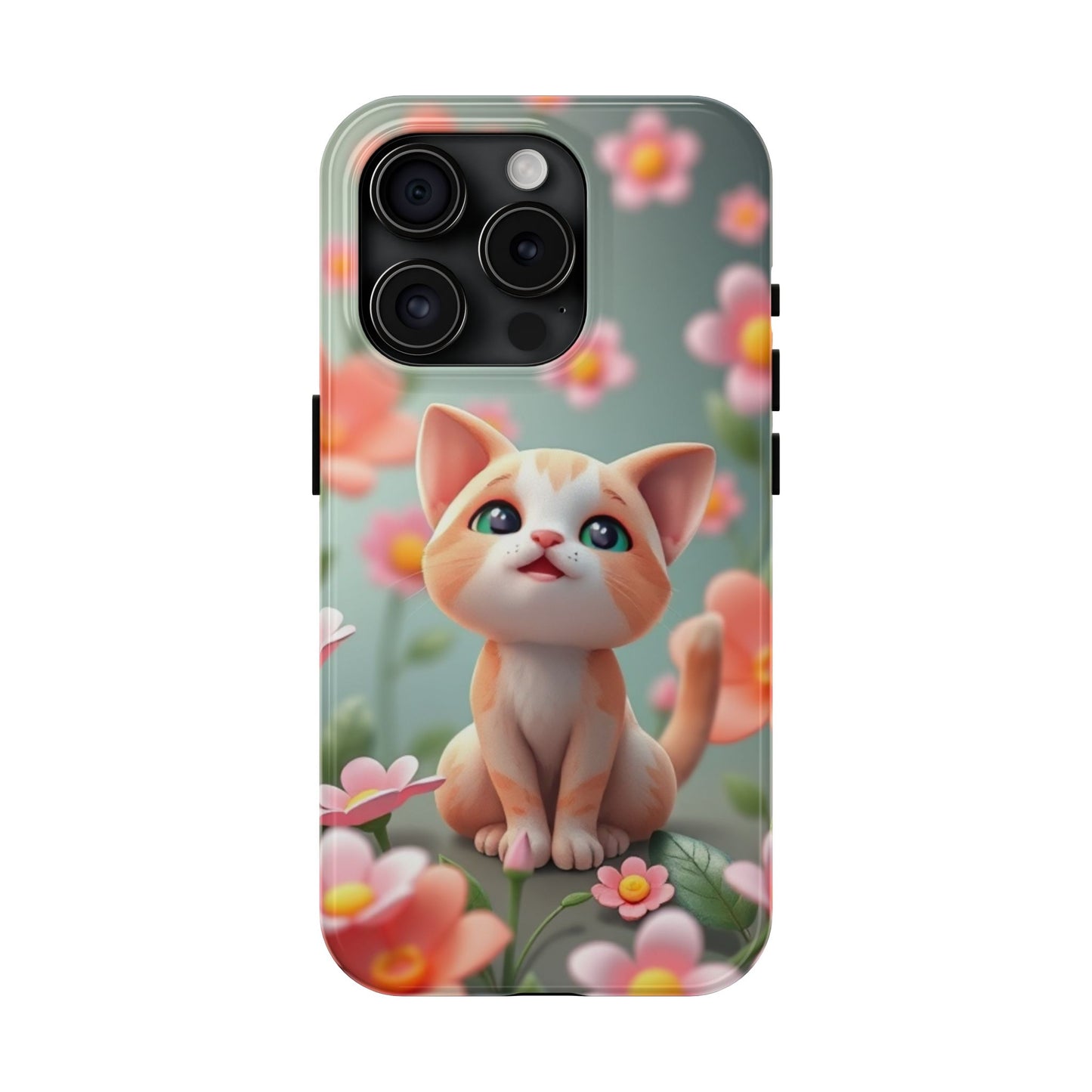 Kittens-n-Flowers Impact-Resistant Phone Case