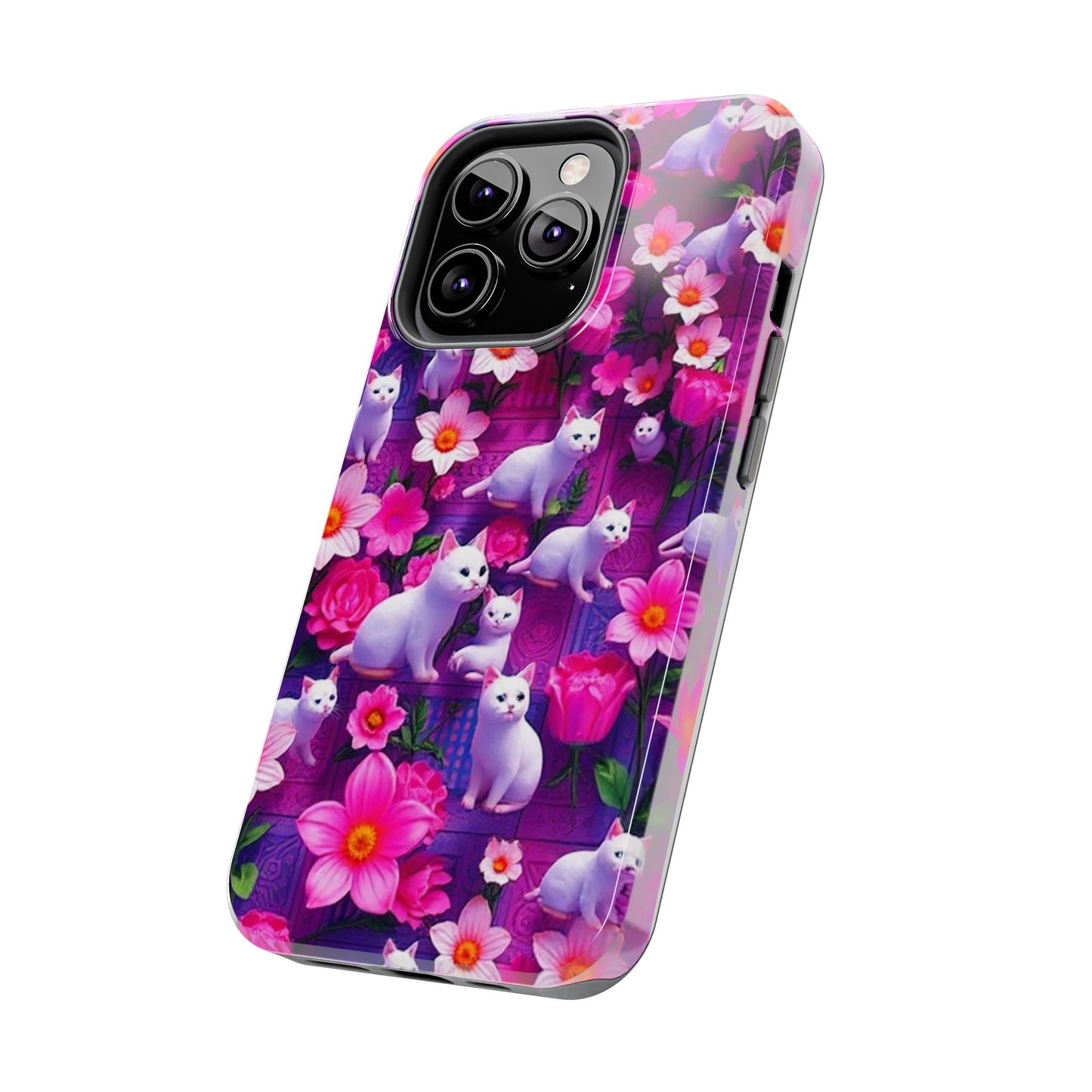 Kittens-n-Flowers Impact-Resistant Phone Case