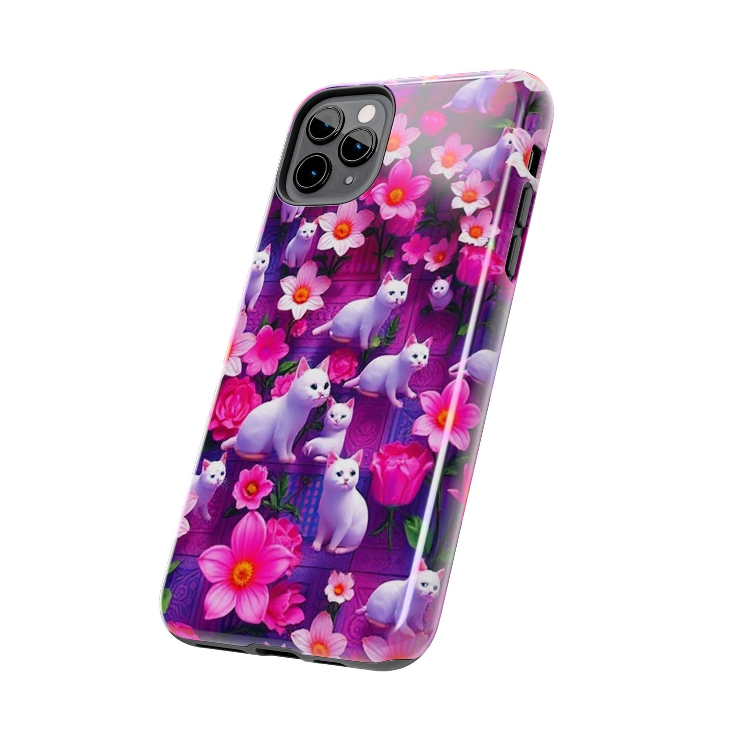 Kittens-n-Flowers Impact-Resistant Phone Case