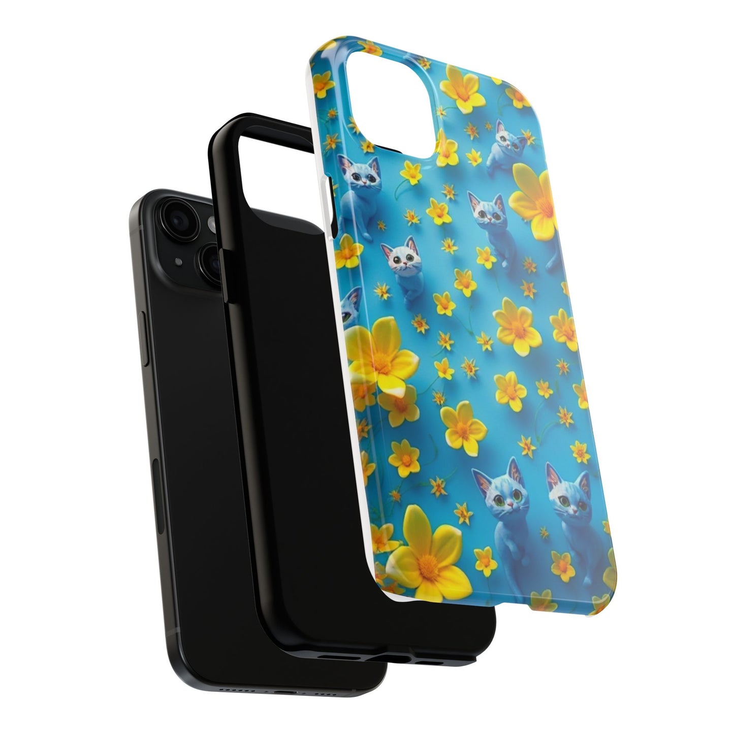 Kittens-n-Flowers Impact-Resistant Phone Case