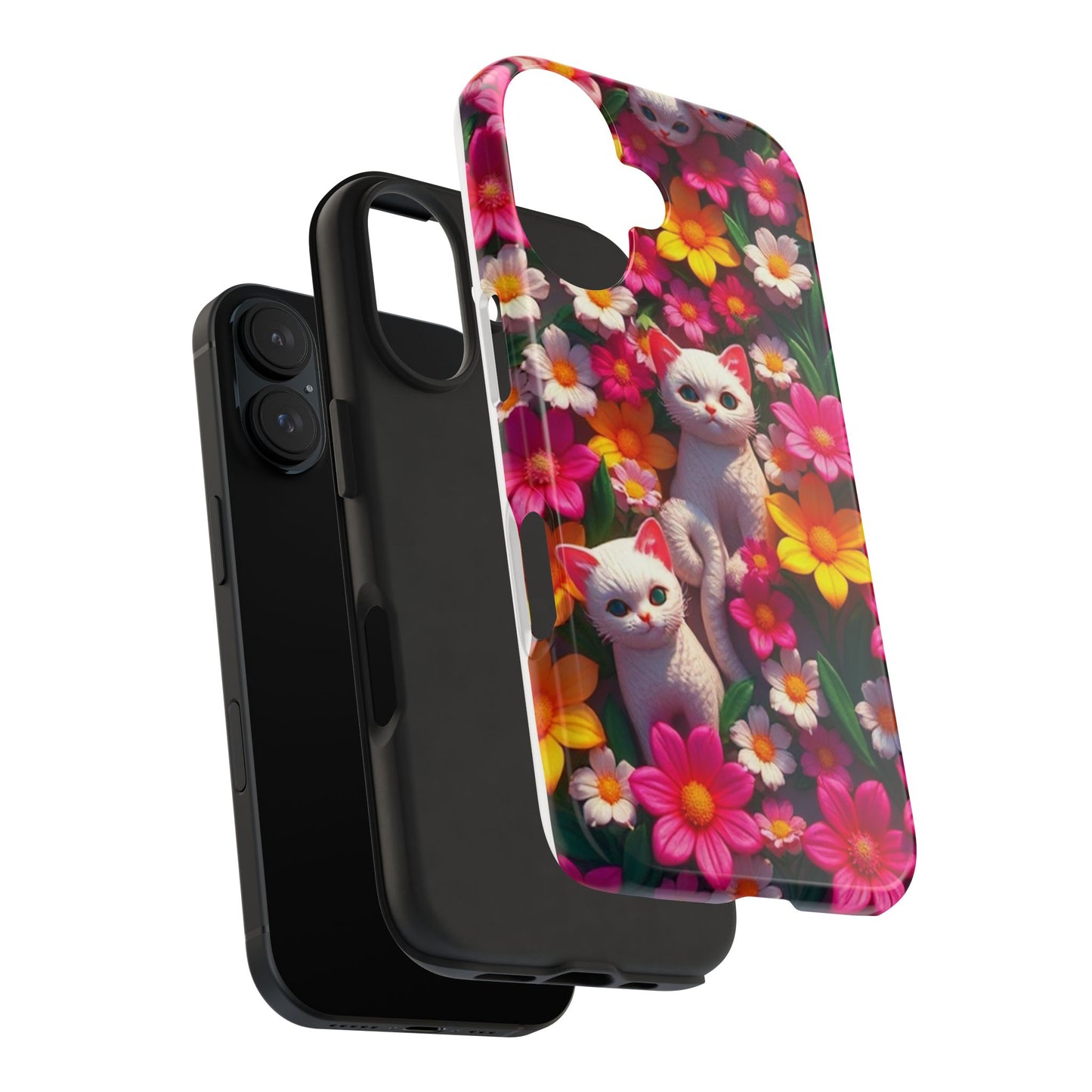 Kittens-n-Flowers Impact-Resistant Phone Case