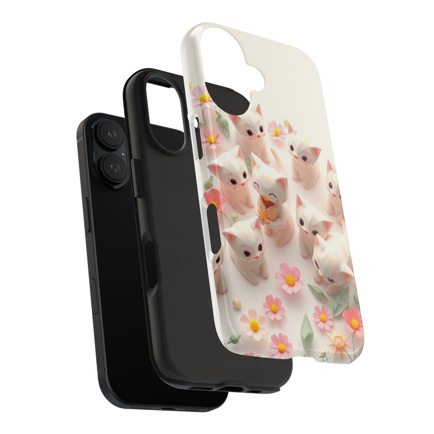 Kittens-n-Flowers Impact-Resistant Phone Case