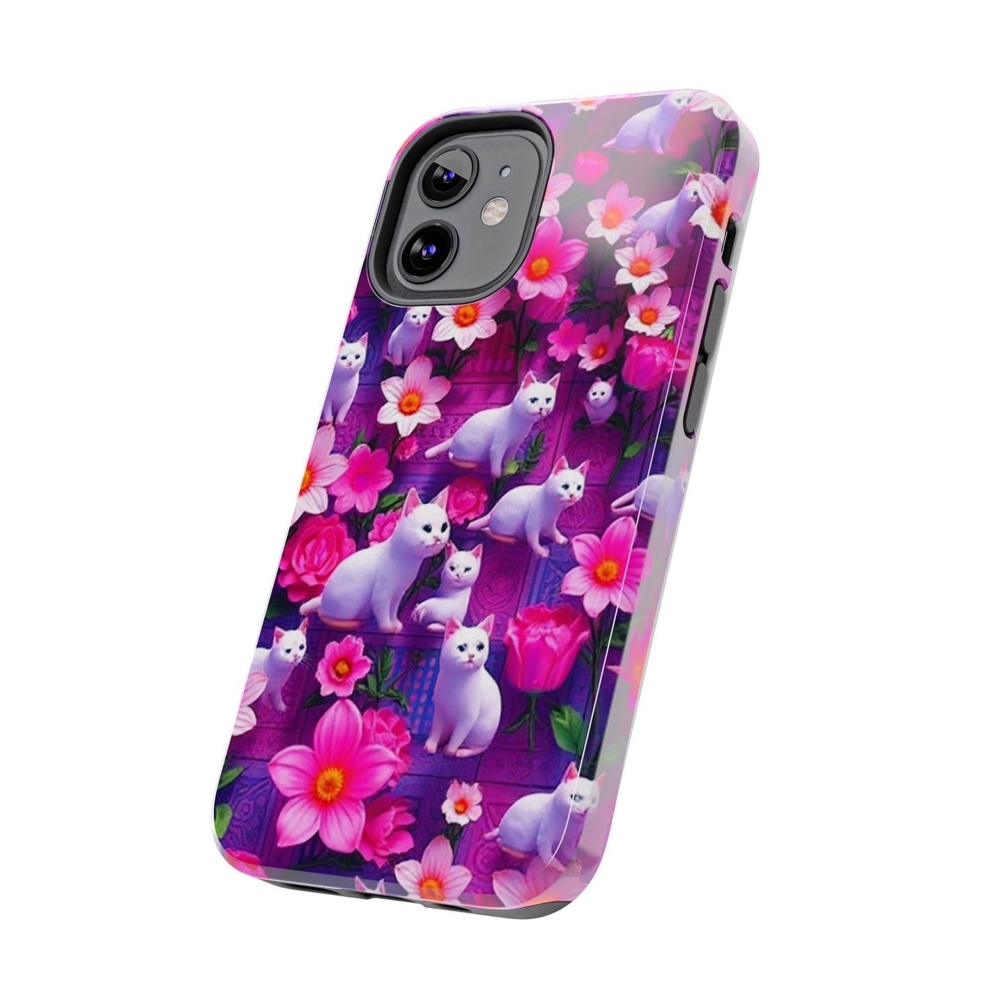 Kittens-n-Flowers Impact-Resistant Phone Case