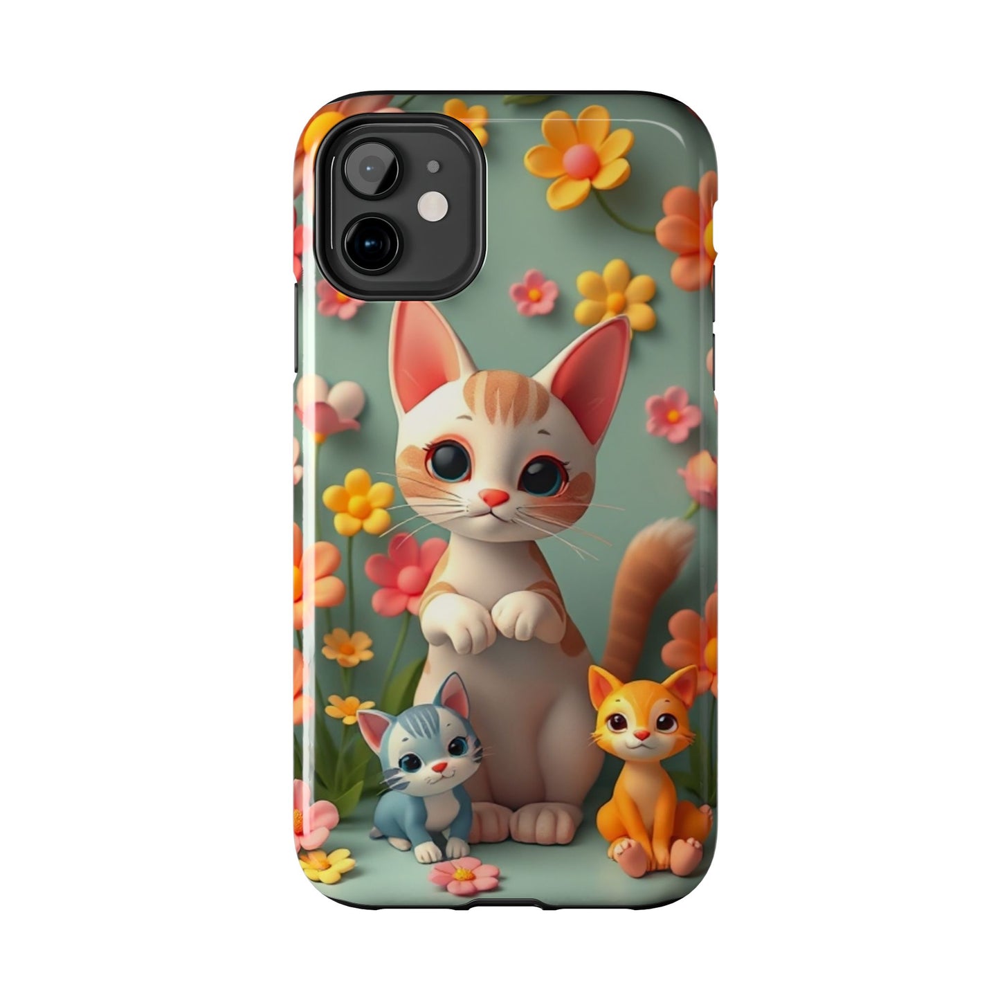 Kittens-n-Flowers Impact-Resistant Phone Case