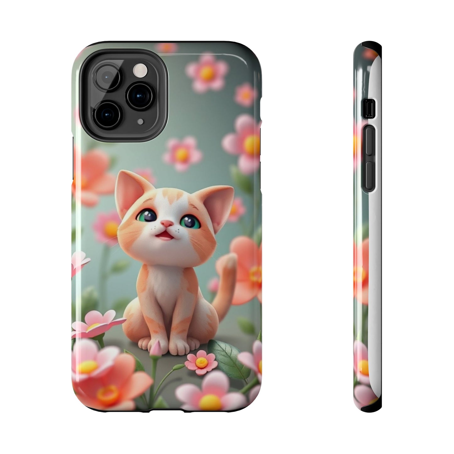 Kittens-n-Flowers Impact-Resistant Phone Case