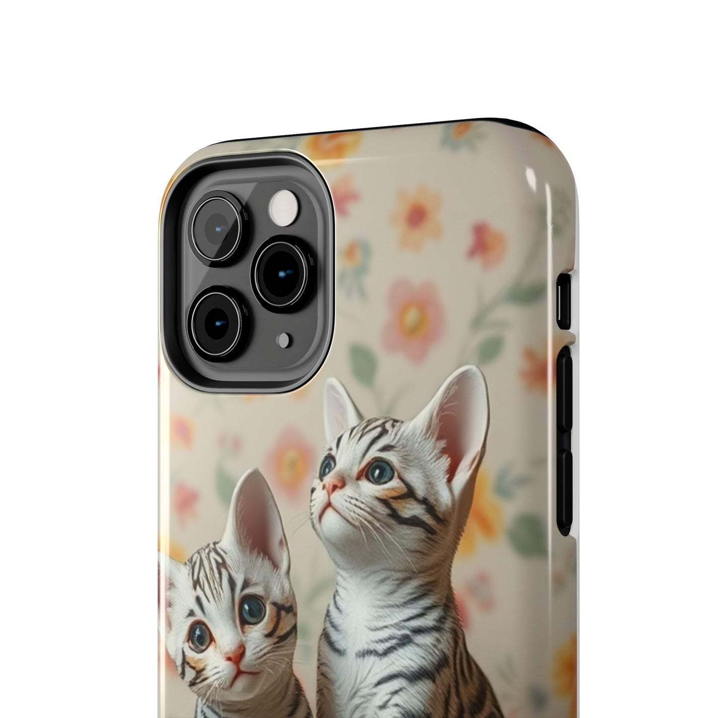 Kittens-n-Flowers Impact-Resistant Phone Case