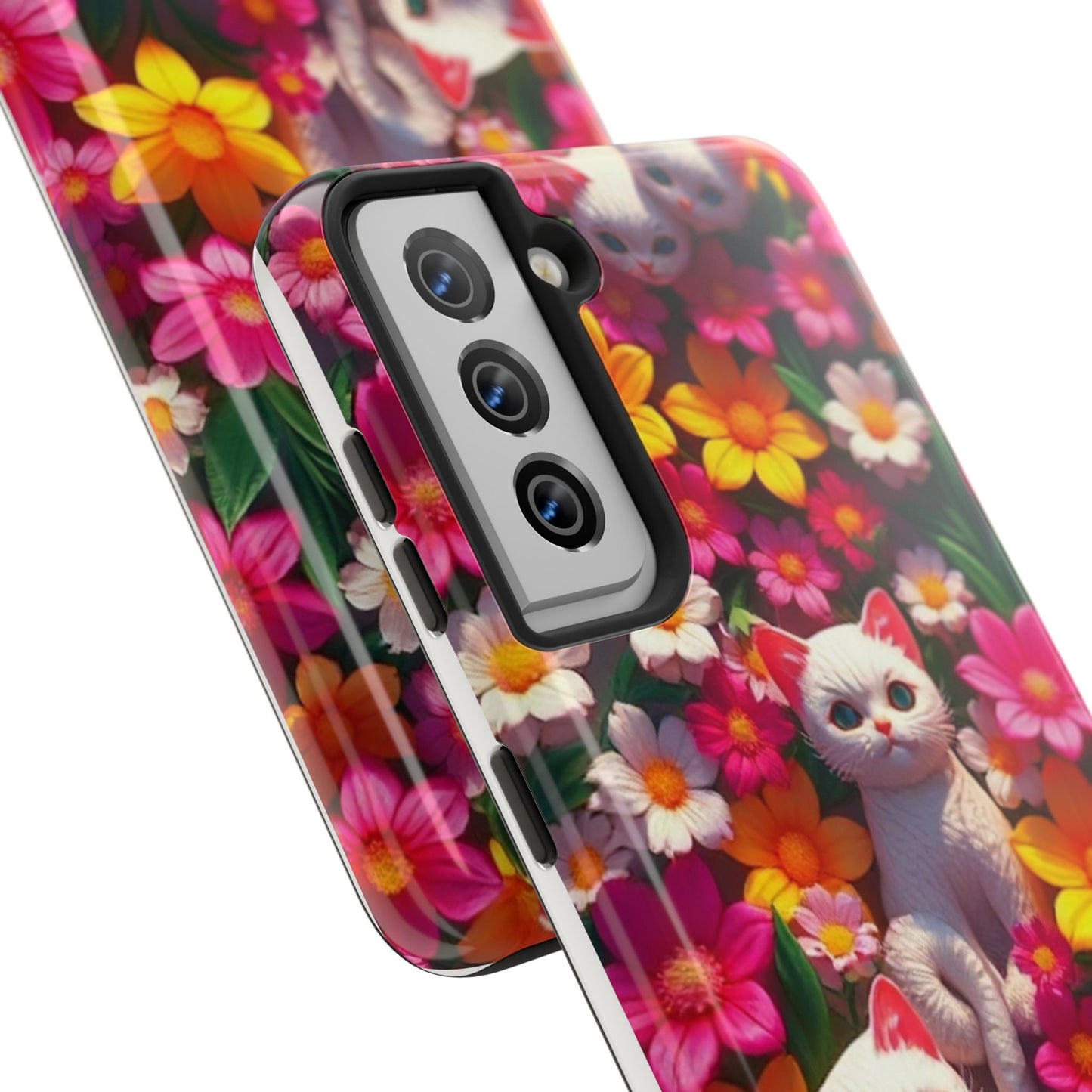 Kittens-n-Flowers Impact-Resistant Phone Case