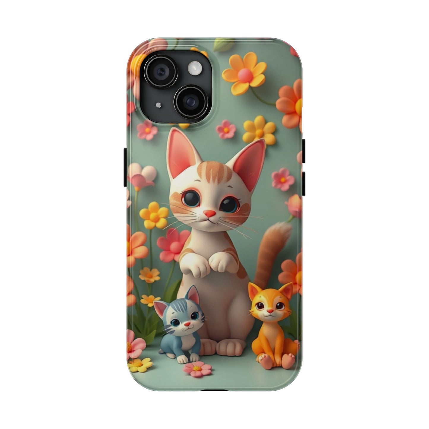 Kittens-n-Flowers Impact-Resistant Phone Case