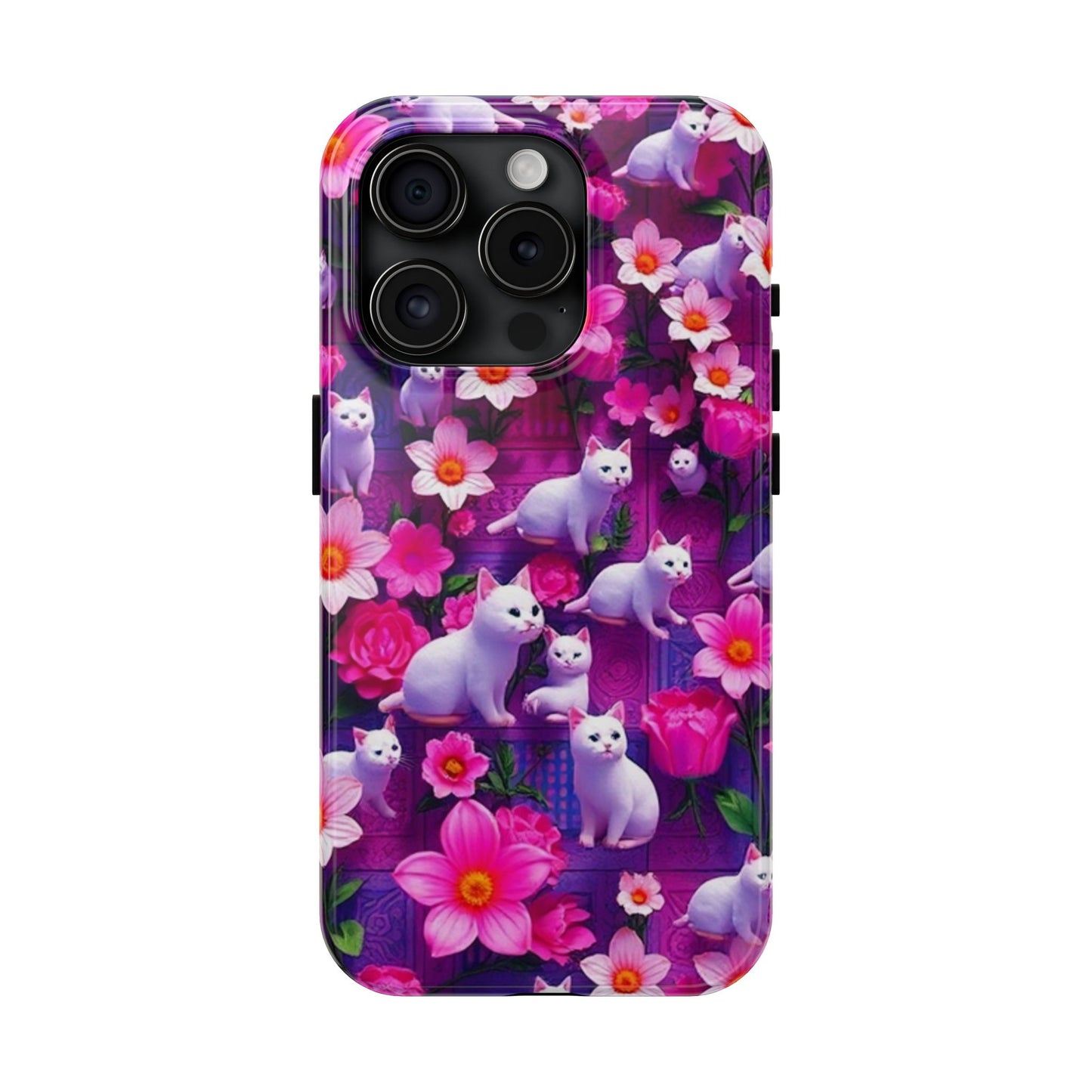 Kittens-n-Flowers Impact-Resistant Phone Case