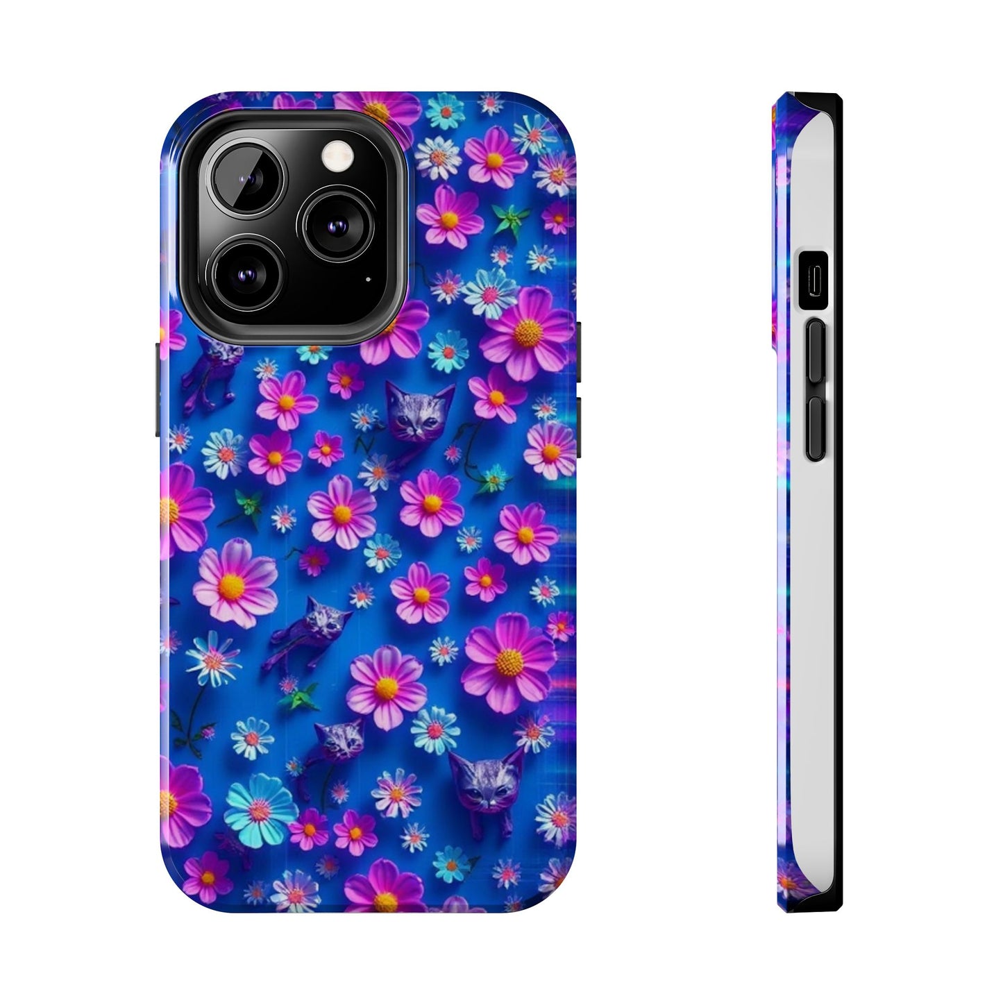 Kittens-n-Flowers Impact-Resistant Phone Case