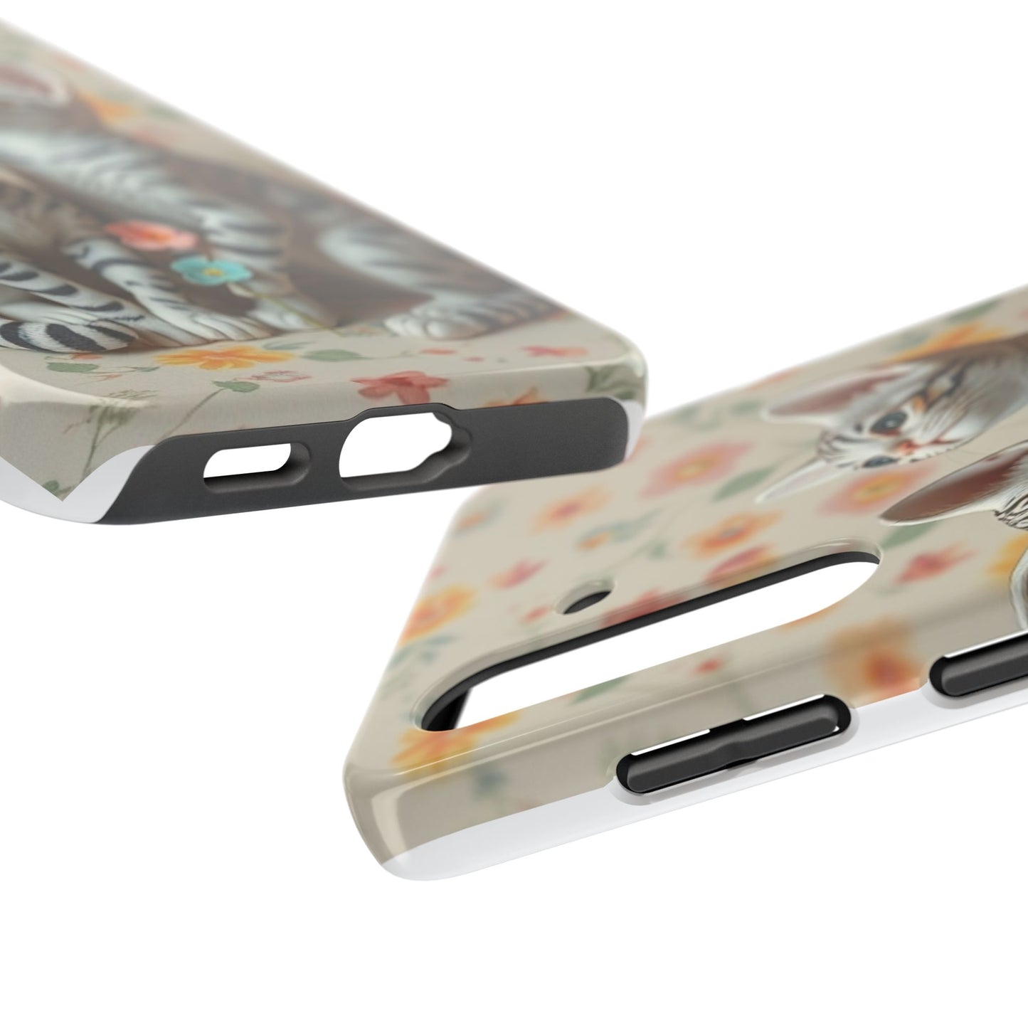 Kittens-n-Flowers Impact-Resistant Phone Case