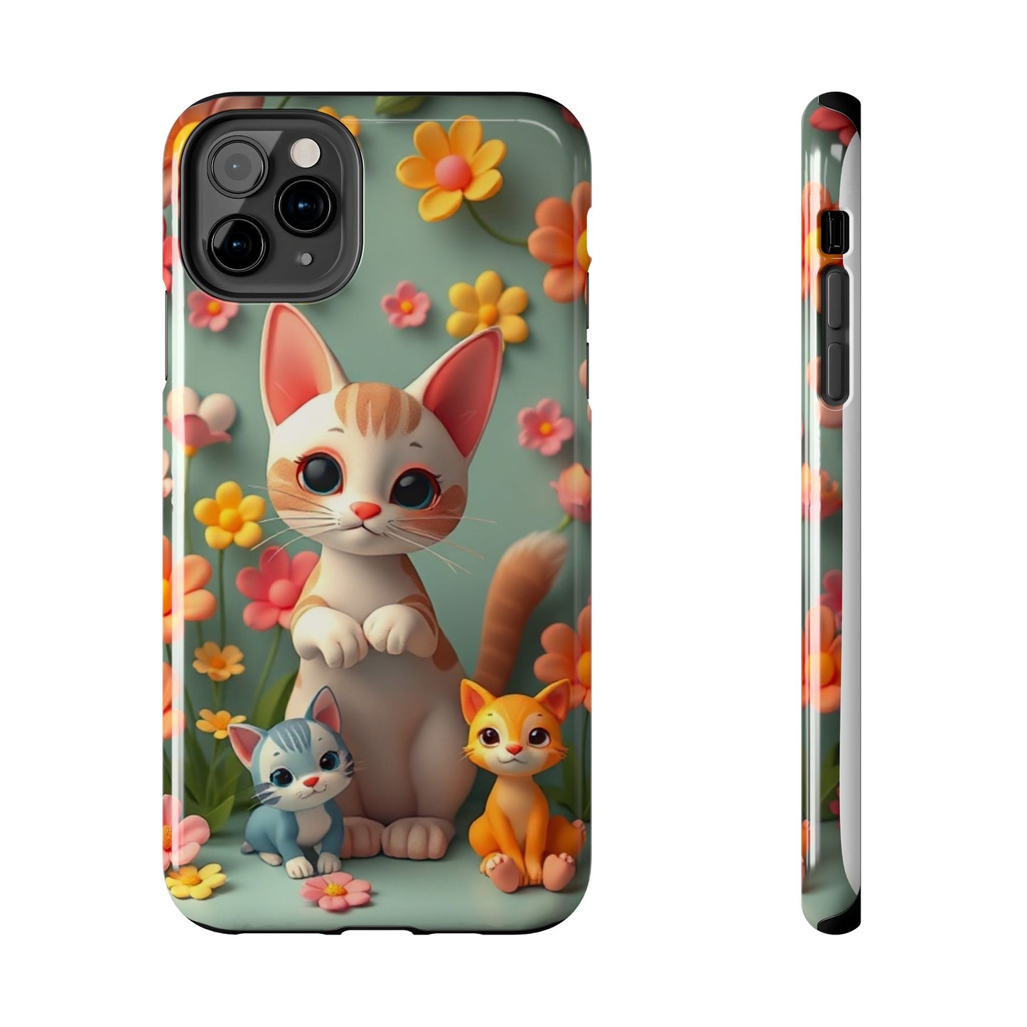 Kittens-n-Flowers Impact-Resistant Phone Case