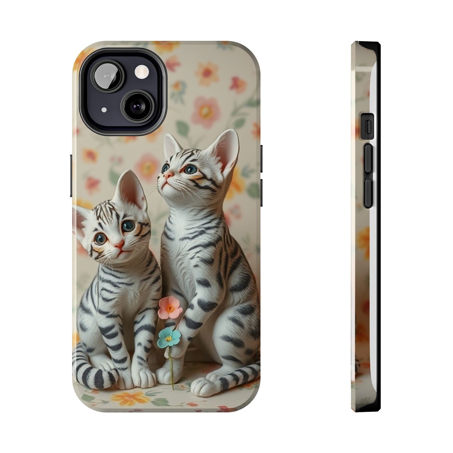 Kittens-n-Flowers Impact-Resistant Phone Case