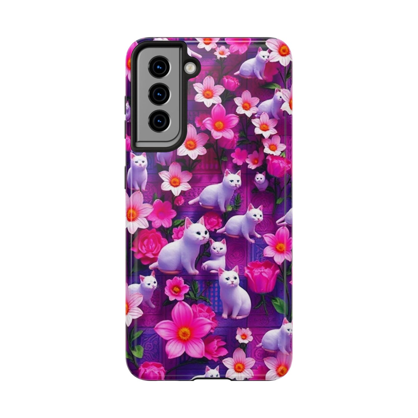 Kittens-n-Flowers Impact-Resistant Phone Case