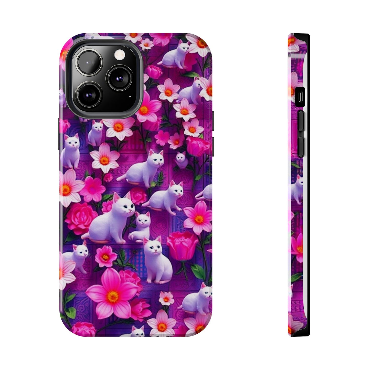 Kittens-n-Flowers Impact-Resistant Phone Case