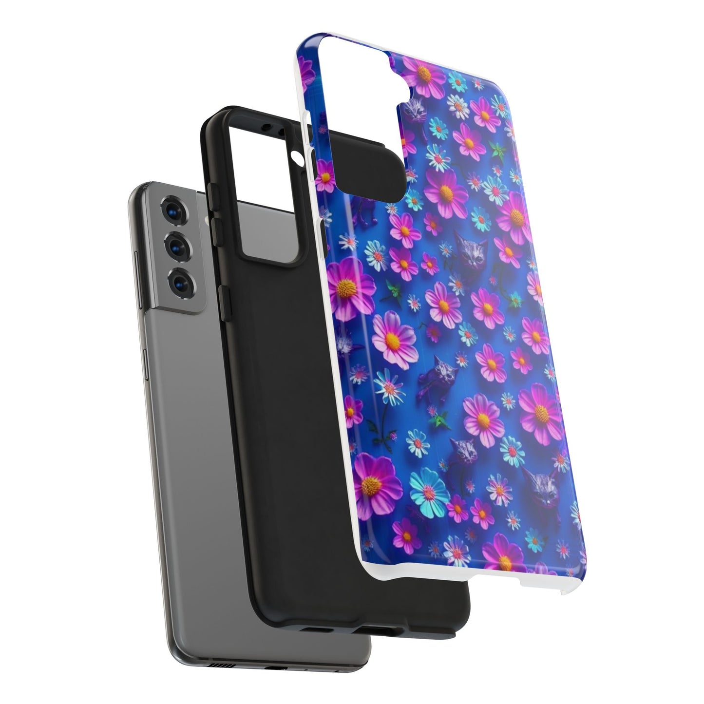 Kittens-n-Flowers Impact-Resistant Phone Case