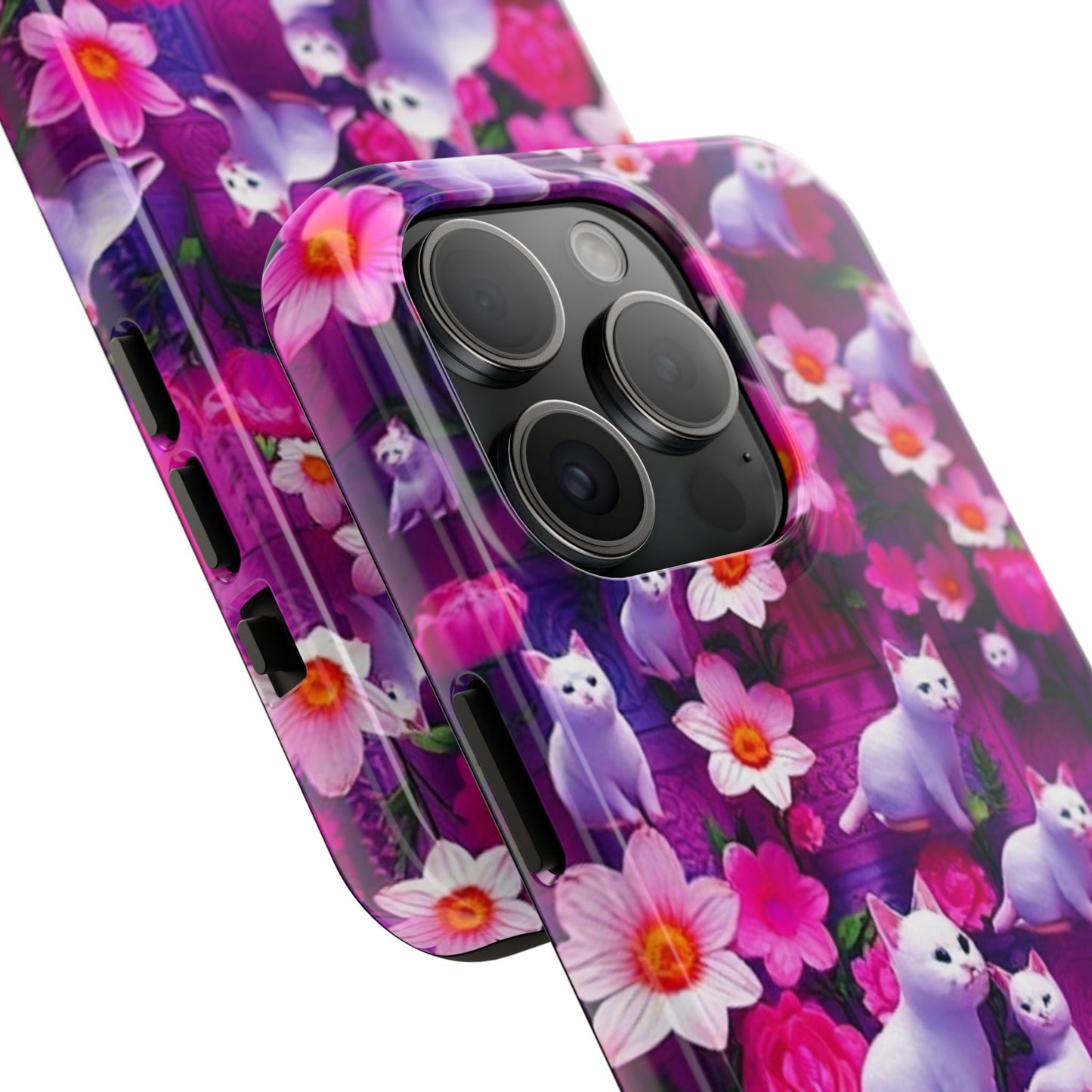 Kittens-n-Flowers Impact-Resistant Phone Case