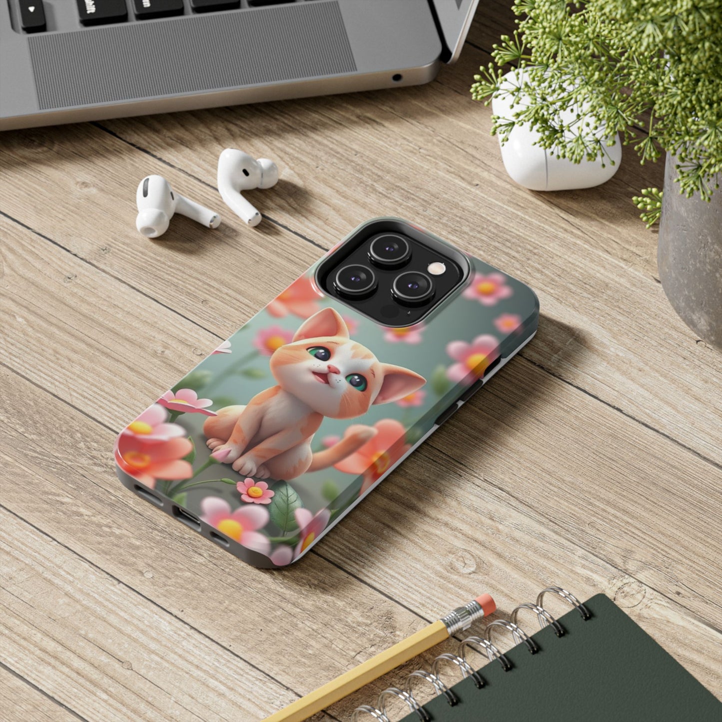 Kittens-n-Flowers Impact-Resistant Phone Case