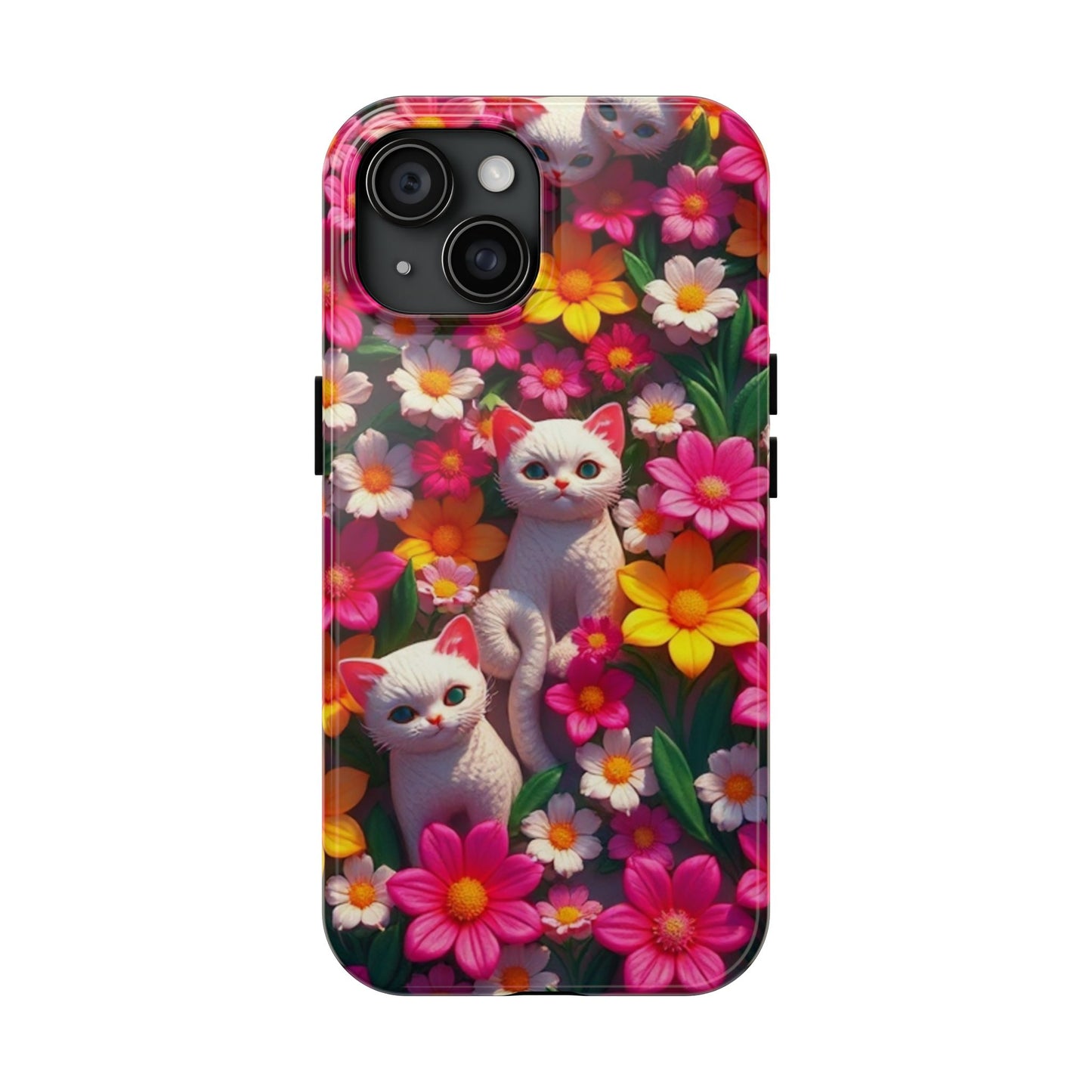 Kittens-n-Flowers Impact-Resistant Phone Case