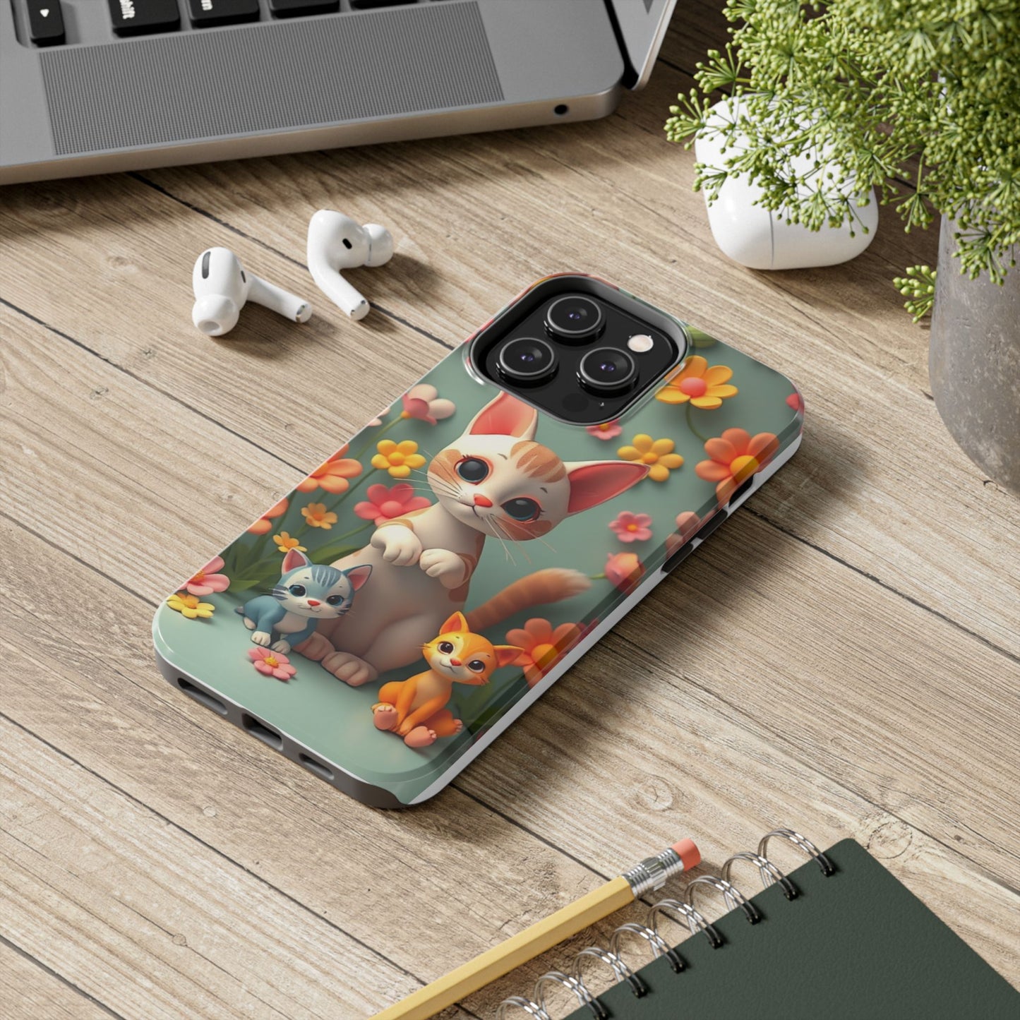 Kittens-n-Flowers Impact-Resistant Phone Case