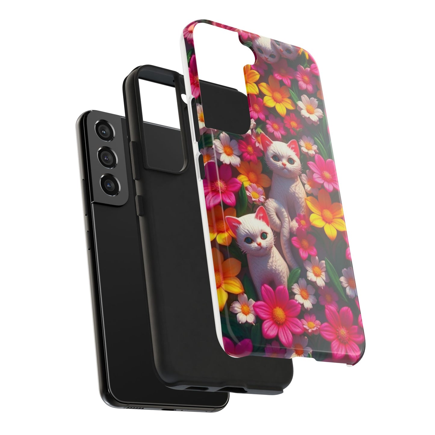 Kittens-n-Flowers Impact-Resistant Phone Case