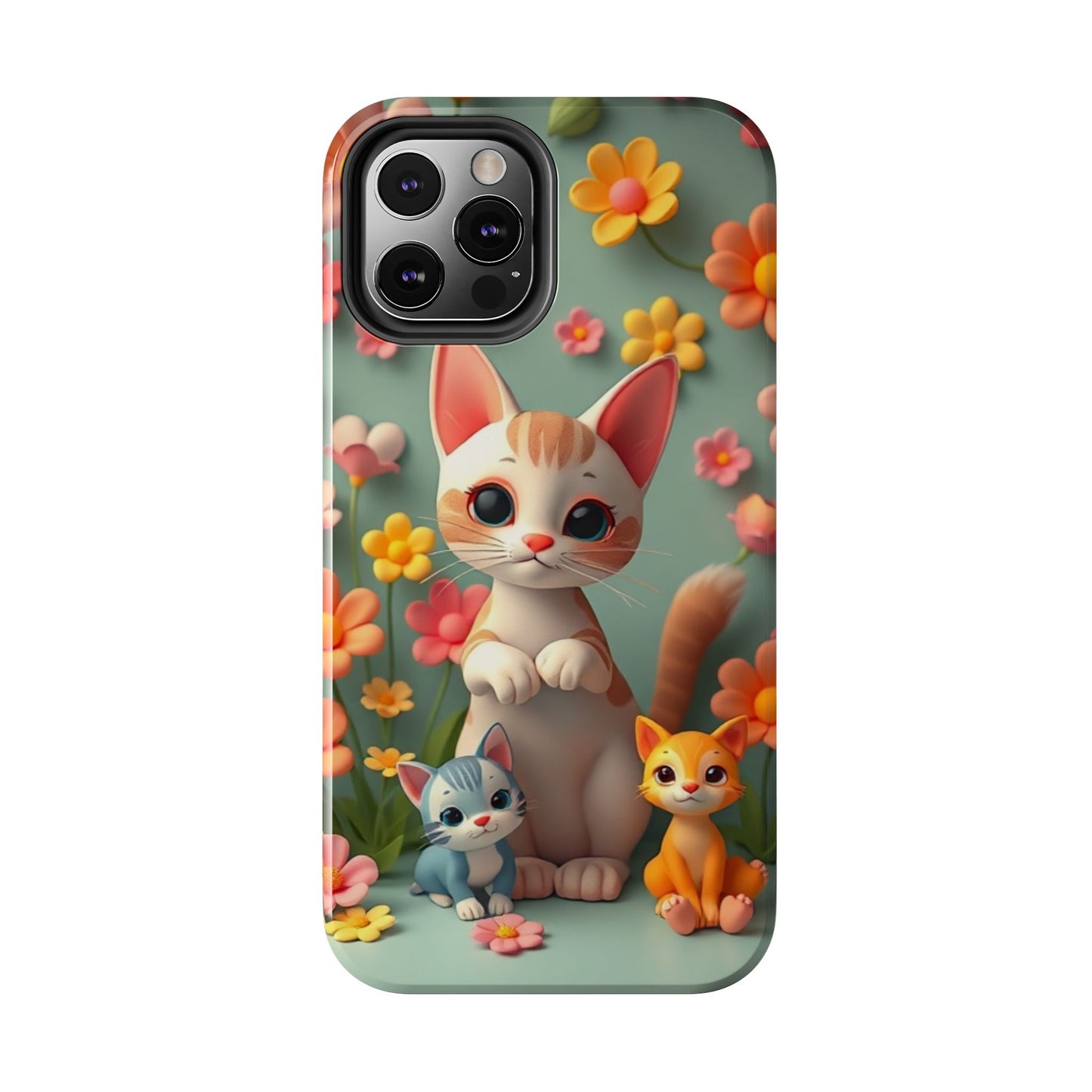 Kittens-n-Flowers Impact-Resistant Phone Case