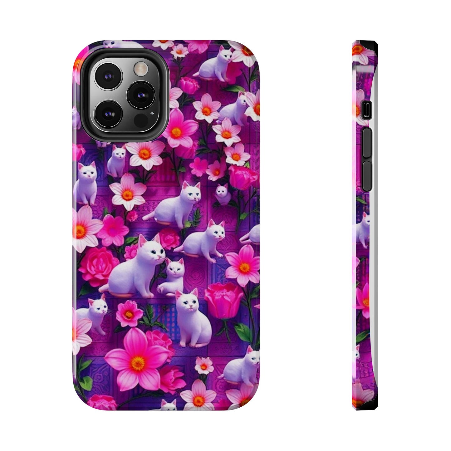 Kittens-n-Flowers Impact-Resistant Phone Case