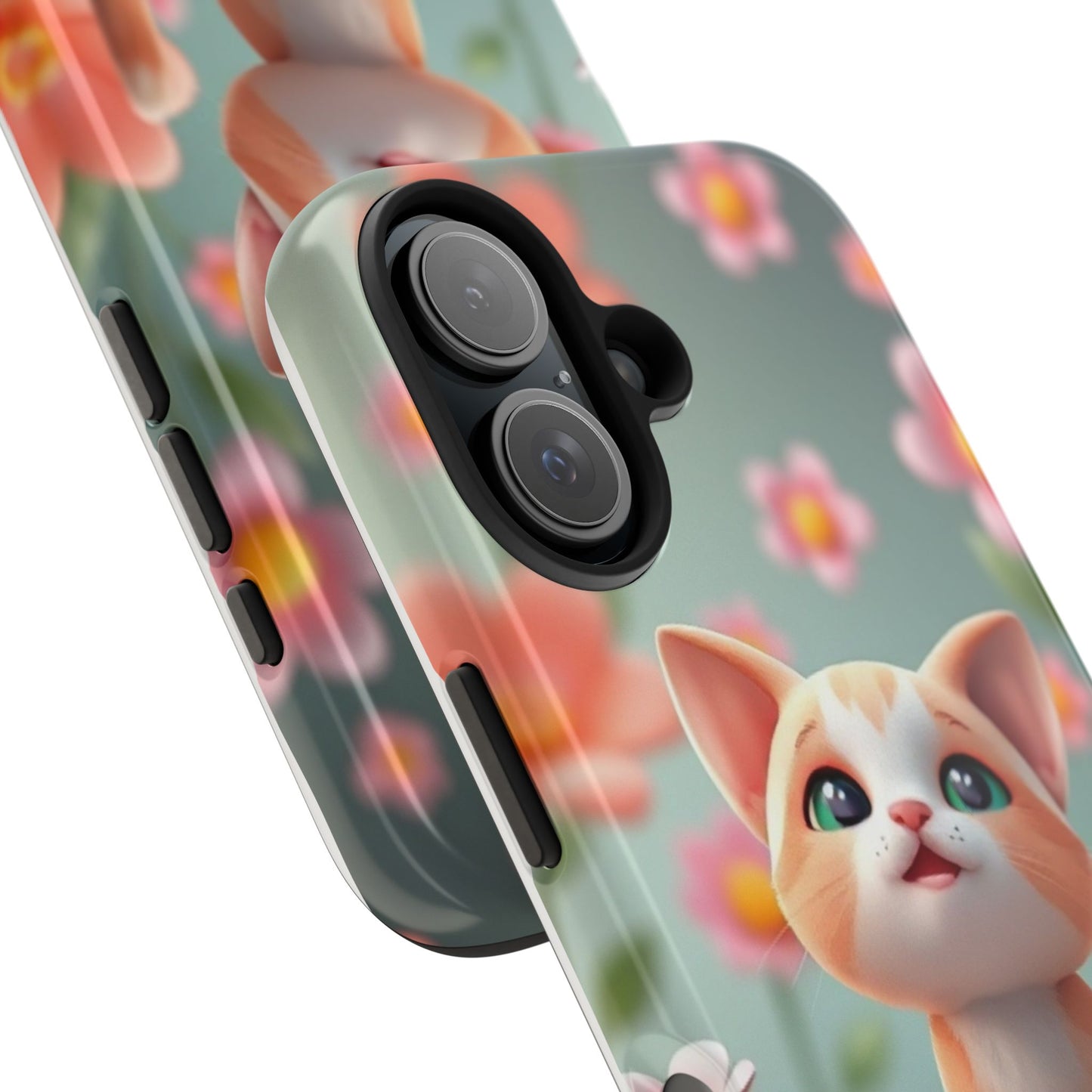 Kittens-n-Flowers Impact-Resistant Phone Case