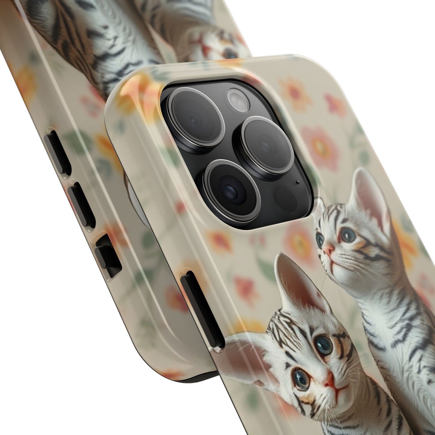 Kittens-n-Flowers Impact-Resistant Phone Case