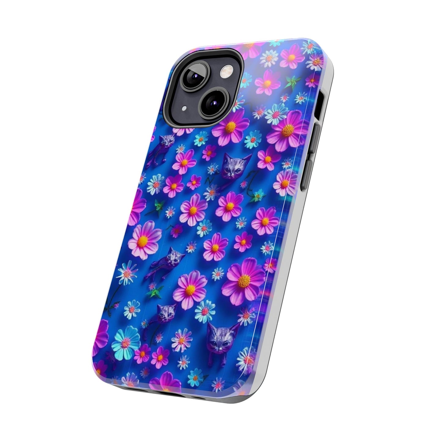 Kittens-n-Flowers Impact-Resistant Phone Case