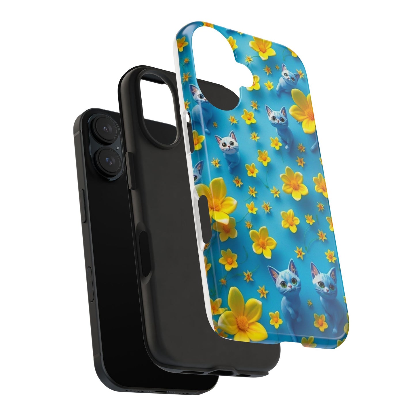 Kittens-n-Flowers Impact-Resistant Phone Case