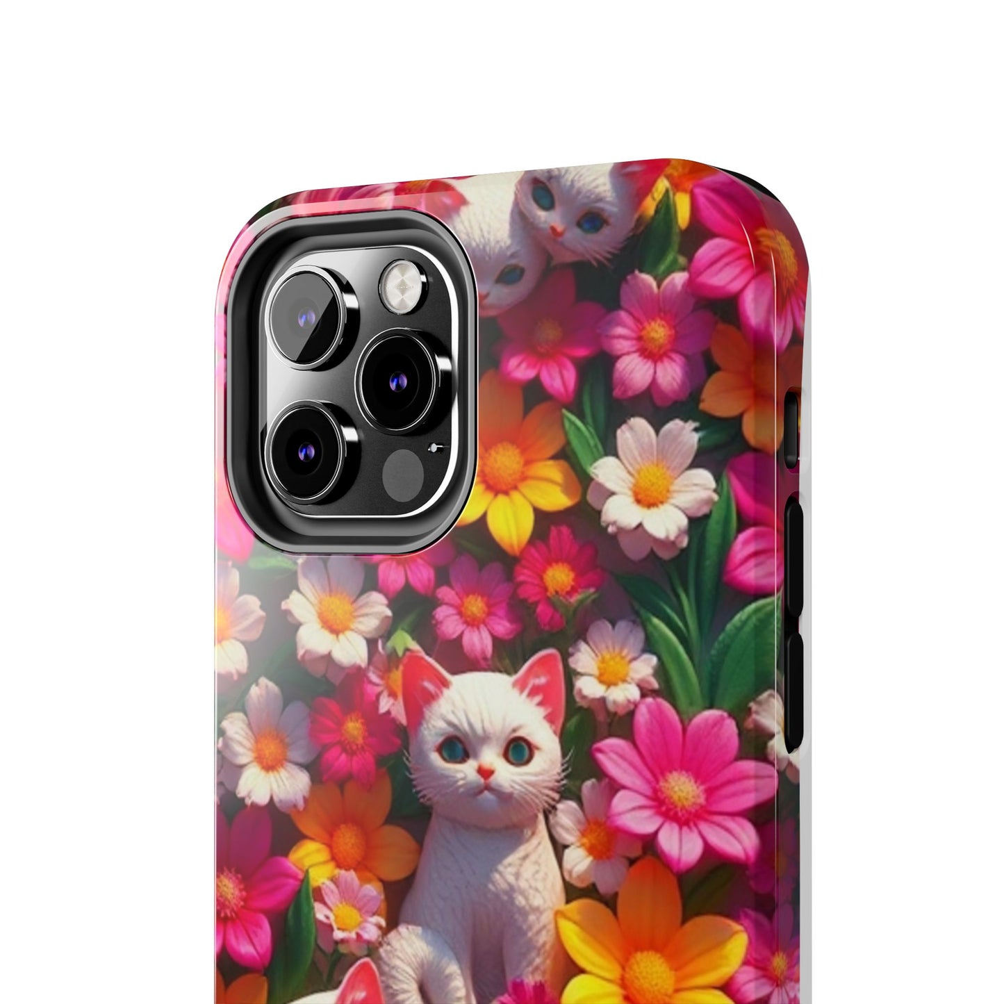 Kittens-n-Flowers Impact-Resistant Phone Case