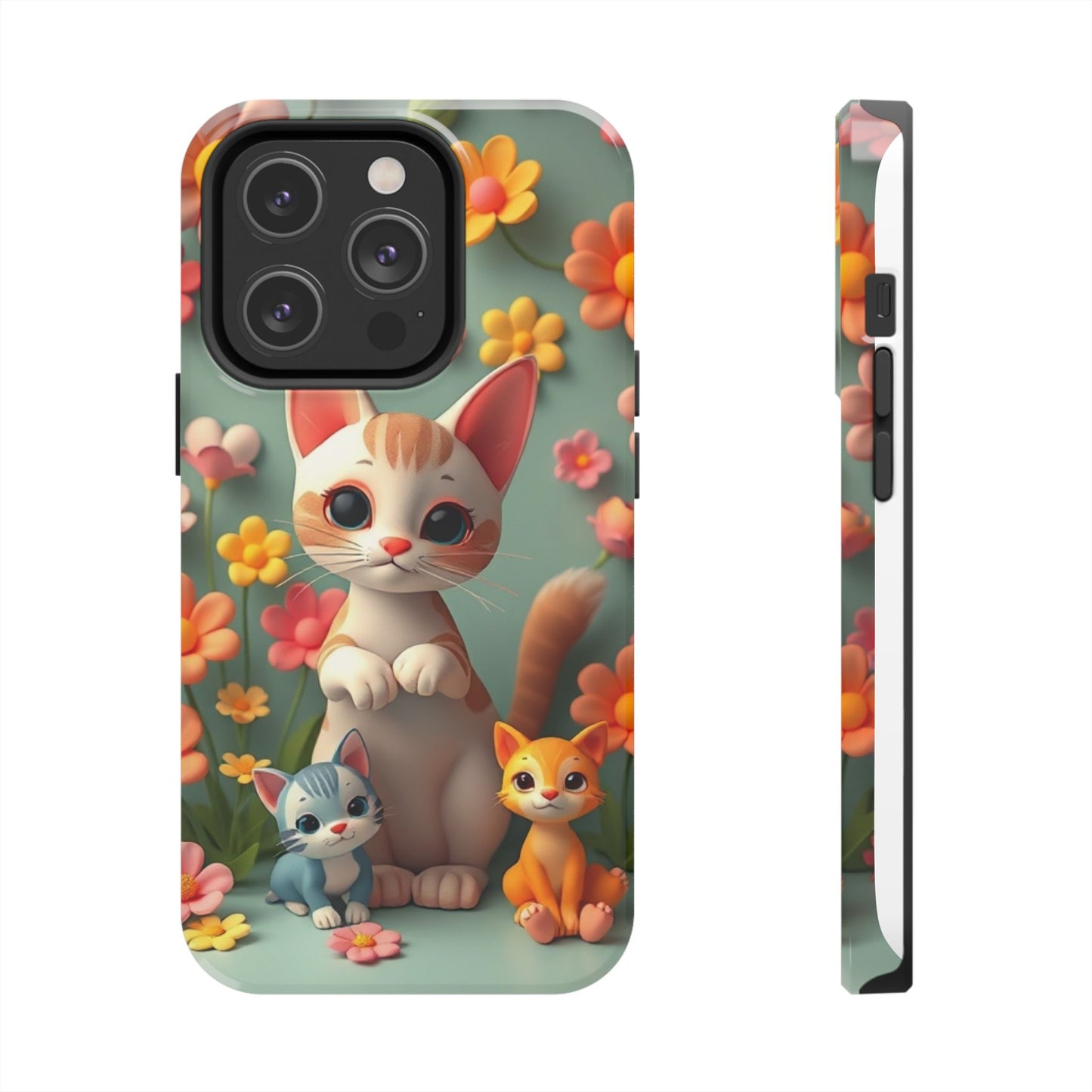 Kittens-n-Flowers Impact-Resistant Phone Case