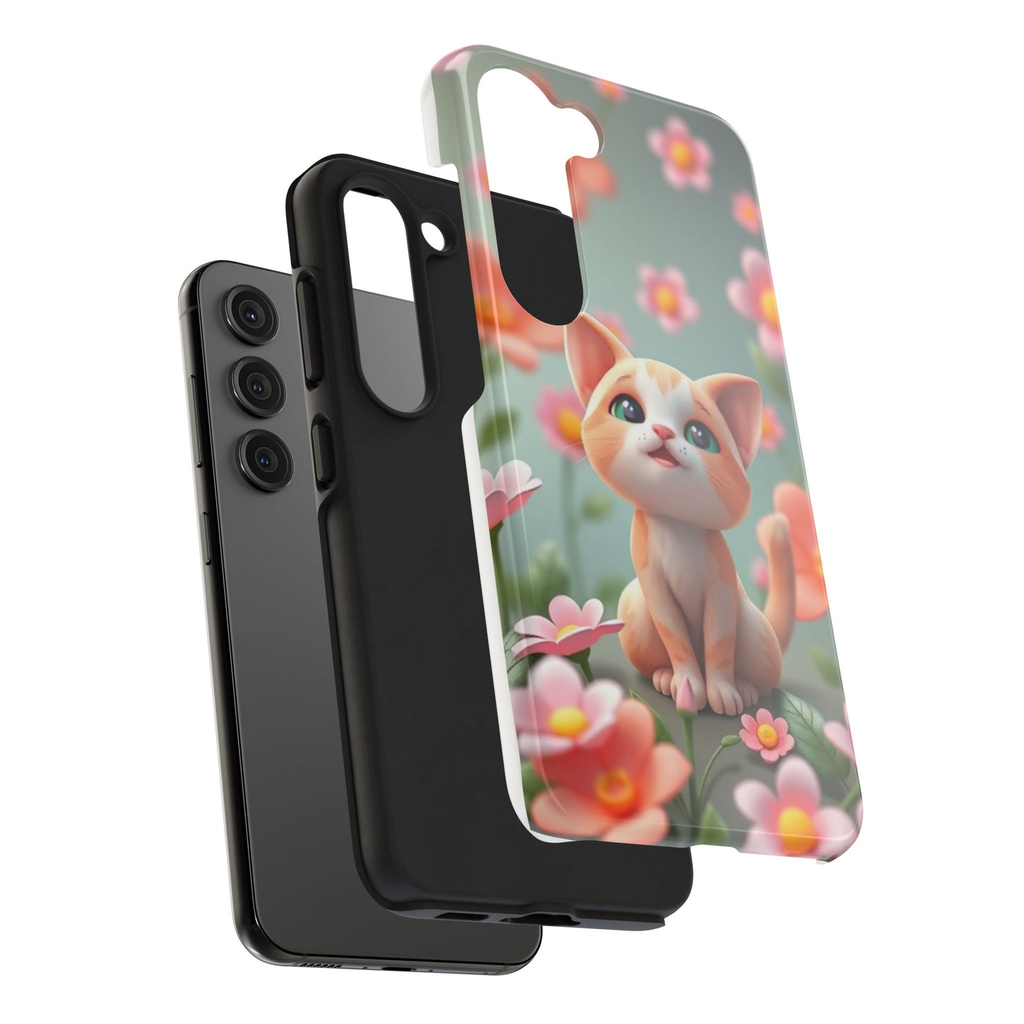 Kittens-n-Flowers Impact-Resistant Phone Case