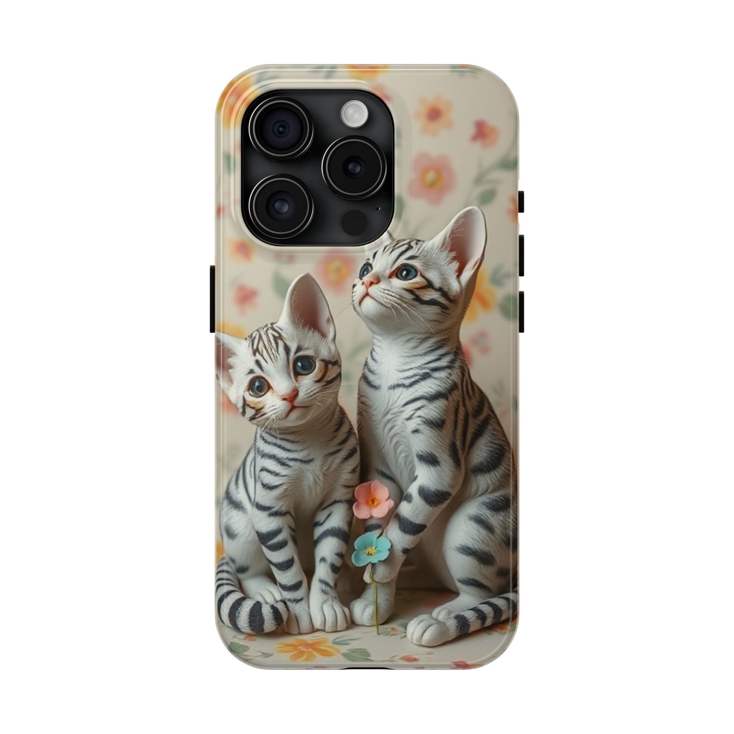 Kittens-n-Flowers Impact-Resistant Phone Case