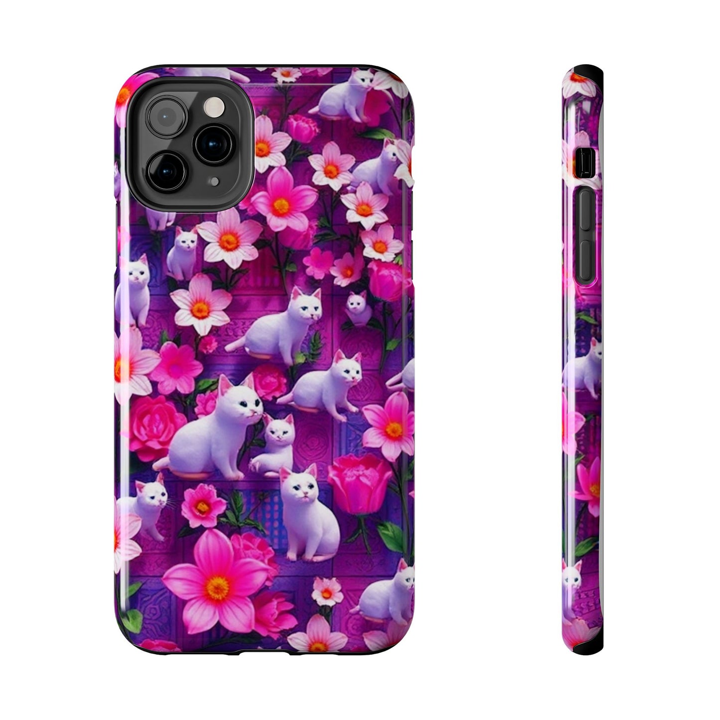 Kittens-n-Flowers Impact-Resistant Phone Case