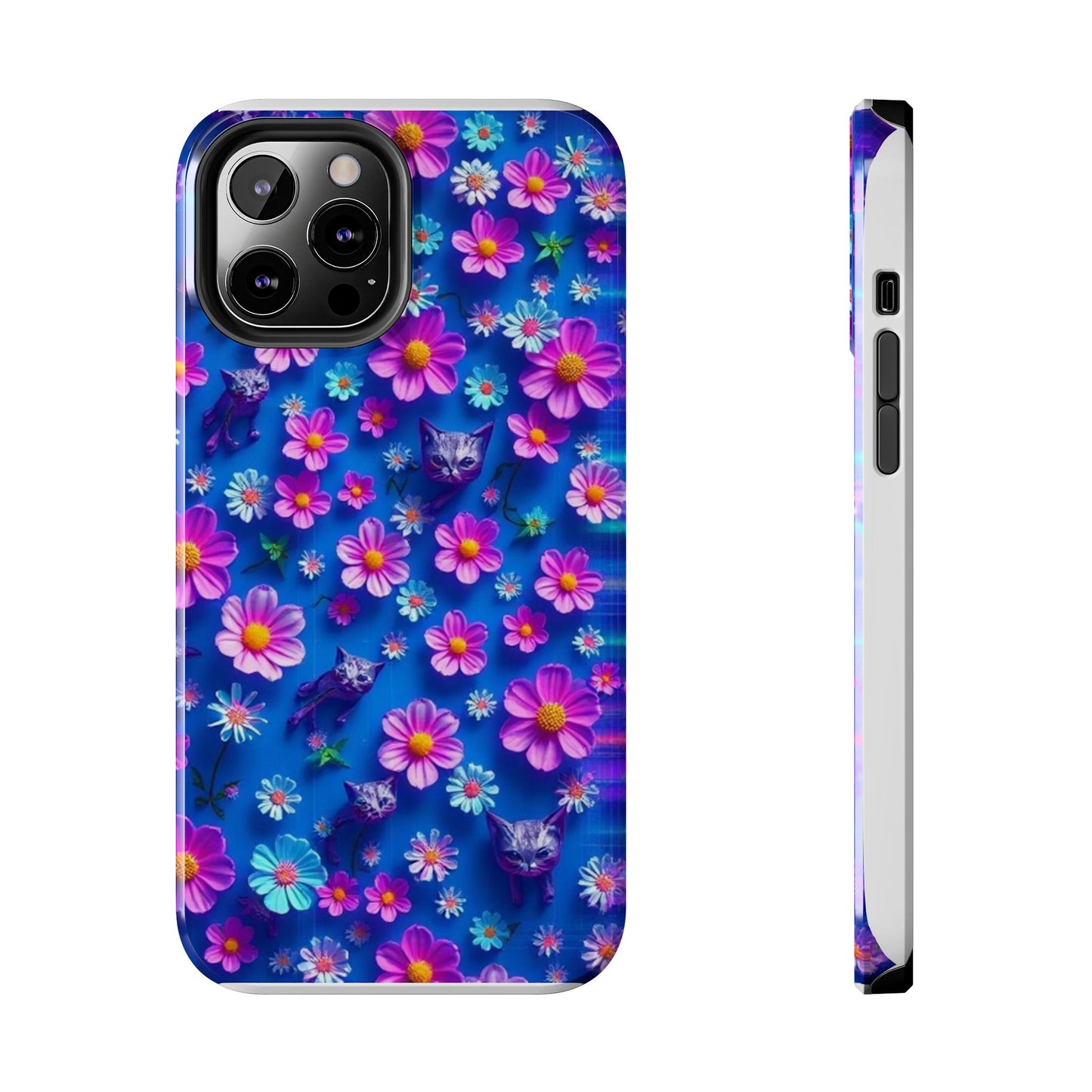 Kittens-n-Flowers Impact-Resistant Phone Case