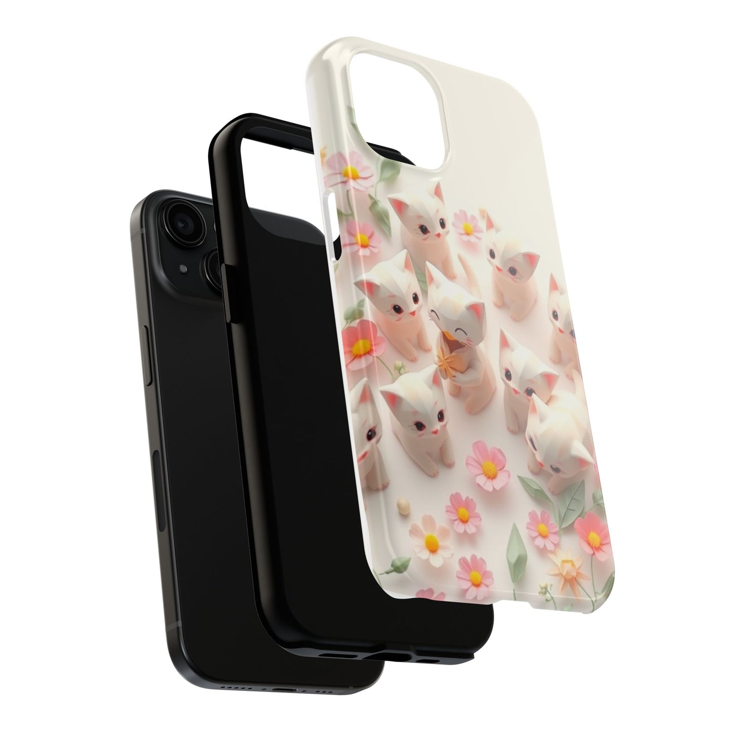 Kittens-n-Flowers Impact-Resistant Phone Case