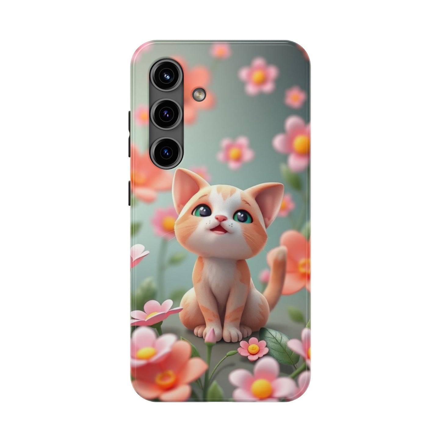 Kittens-n-Flowers Impact-Resistant Phone Case