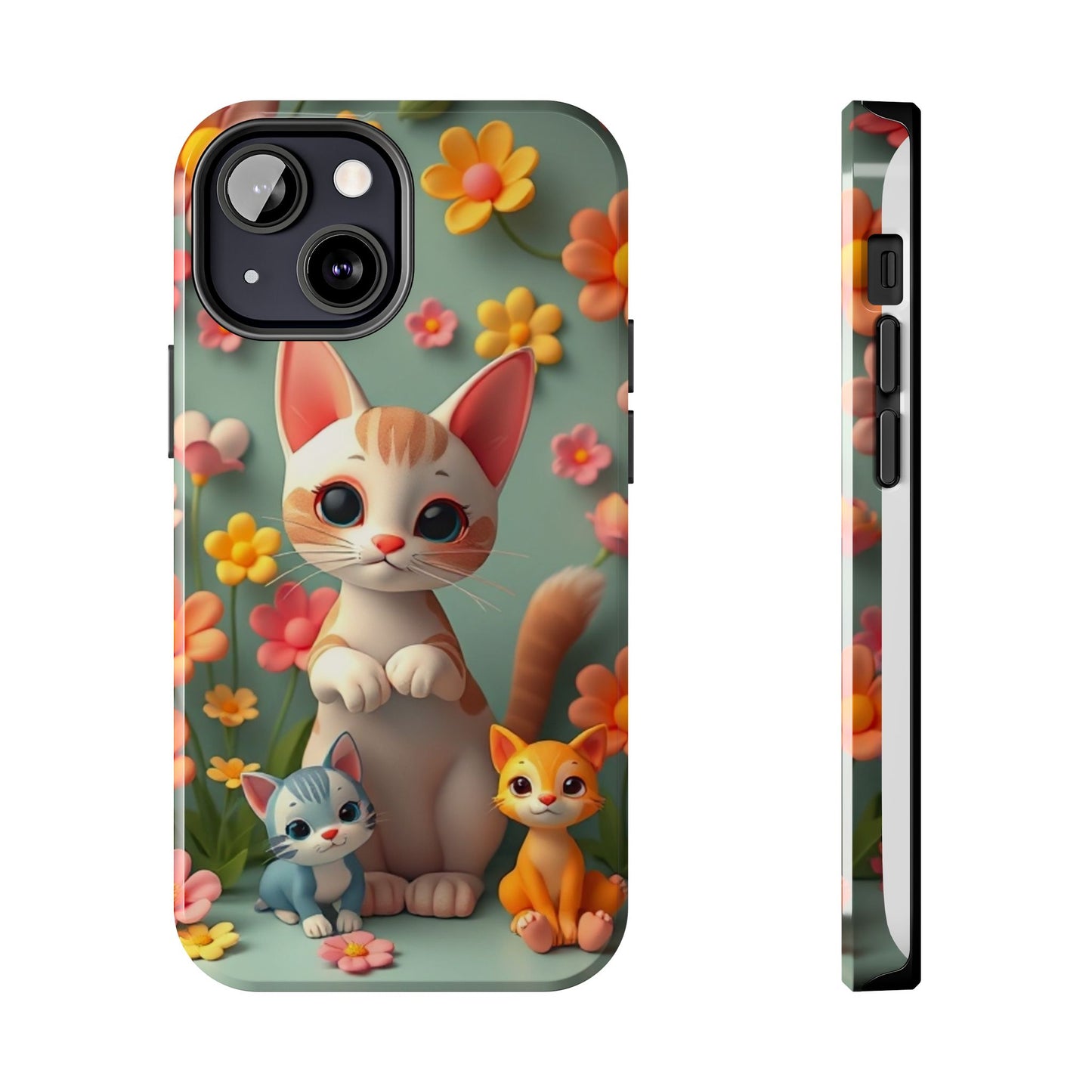 Kittens-n-Flowers Impact-Resistant Phone Case