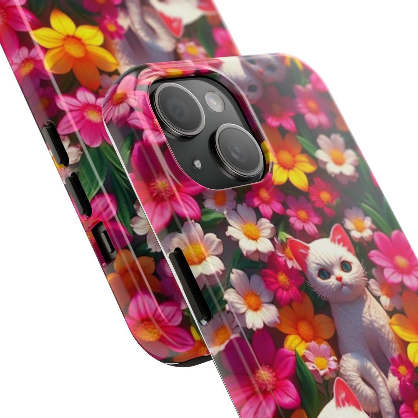 Kittens-n-Flowers Impact-Resistant Phone Case